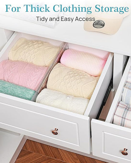 Vtopmart 8 Pack 6" Tall Upgrade Drawer Dividers for Big and Deep Drawer, 12.8"-22.3" Adjustable Expandable Dresser Drawer Organizer, Clear Plastic Separators for Dresser, Baby Supplies, Kitchenware