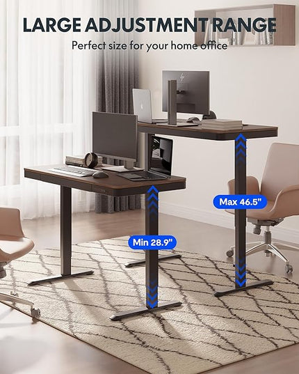 FLEXISPOT Comhar 48" Electric Standing Desk with Drawers, Quick Assembly Home Office Sit Stand Desk with Storage & USB Charging, Computer Workstation for Home Office (48" Wood, Dark Walnut/Black)