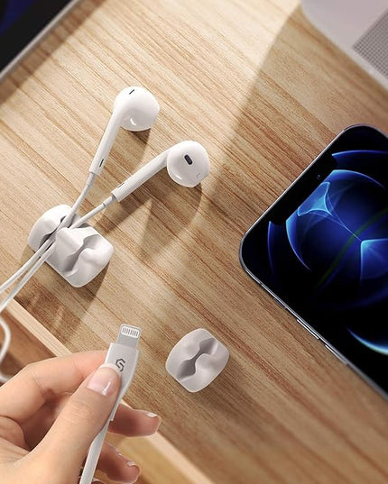 Syncwire Cable Clips, Cord Organizer Cable Management Self Adhesive USB Cable Holder System for Organizing Cable Cords, Ideal for Home, Office, Car, Nightstand, Desk Accessories, 5 Pack (White)