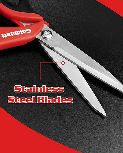 Goldblatt 2PCS Heavy Duty Scissors, Multipurpose Shop Scissors with Stainless Steel Blade and Comfortable Handle, Easy Cutting Cardboard, Wires, Leather, Fabric