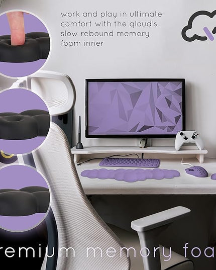 Qloud Cloud Wrist Rest Keyboard Wrist Rest for Computer Keyboard Pad, Cloud Keyboard Wrist Rest, Wrist Pad for Keyboard, Memory Foam, Non Slip Base, Comes with Mouse Pad - Lilac Purple