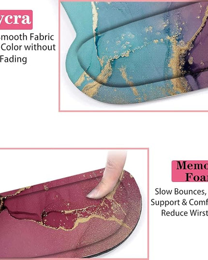 LATEEFAH Mouse Pad with Wrist Rest, 3-in-1 Gaming Mouse Pad, Keyboard Wrist Rest, Ergonomic Memory Foam Mousepad with Wrist Support for Computer Keyboard