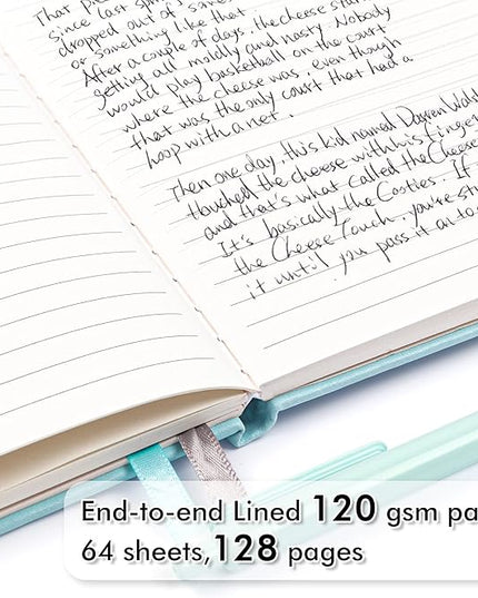feela 12 Pack Notebooks Journals Bulk, Hardcover Notebook Classic Ruled Lined Journals with Pen Holder for Women Girls School Business Supplies, with 12 Black Pens, 120 GSM, 5.1”x8.3”, A5, Sky Blue