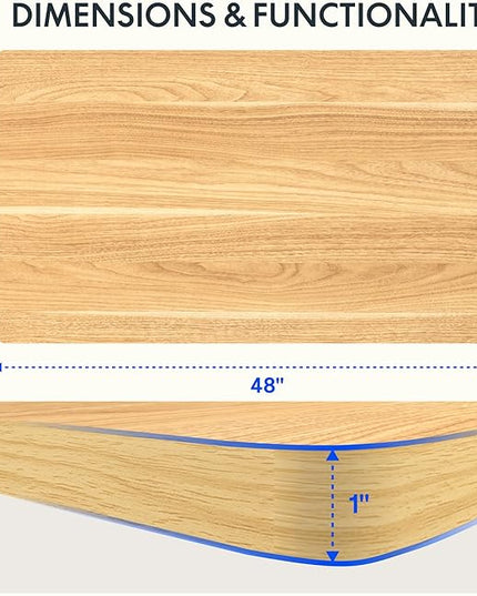 FLEXISPOT EN2 Whole-Piece Standing Desk with Clamp Power Strip, 48 x 30 Electric Stand Up Height Adjustable Desk with Cable Management (White Frame + 48" Maple Top, 2 Packages)