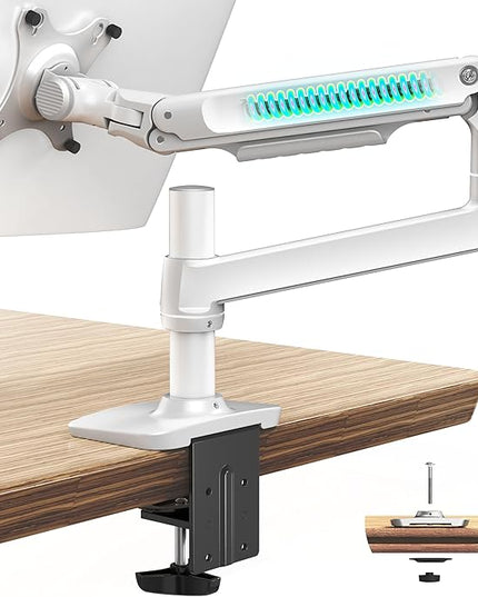 Single Monitor Arm Desk Mount, Holds Screens up to 40 Inches and 25 lbs, Fully Adjustable Vesa Monitor Mount with C-Clamp and Grommet Base, Aluminum, White