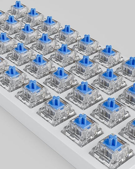 Crystal Blue Switch Mechanical Keyboard Replacement,3 Pin Clicky Accurate Typing Dustproof Transparent Gaming Keyboard Switches with 1 Kailh Box Clicky Switches(35+1Pcs)