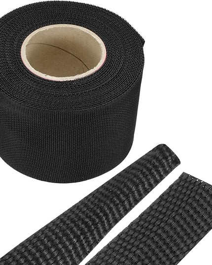 MECCANIXITY Braided Cable Sleeves Heat Shrinkable Fabric Sleeving, 2" 26ft Black 2:1 Ratio Heat Shrinkable Cord Protector for Harness Cable, Network Cable Protection, Cable Management