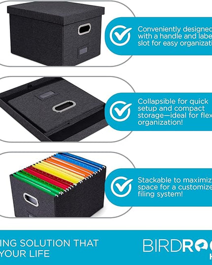 Internet's Best Collapsible File Storage Organizer | Decorative Linen Filing & Storage Office Box | Letter/Legal | Grey