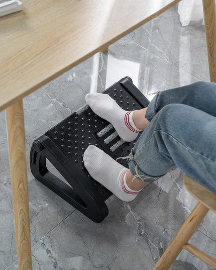 Foot Rest, Six Heights Adjustable Foot Rest for Under Desk at Work, Ergonomic Foots Stool for Under Office Desks, Under Desk Footrest with Foot Massage Roller, Chair Footrest for Leg Rests