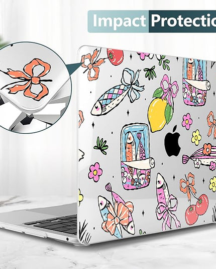 DONGKE Compatible with MacBook Pro 13 inch Case 2024 2023-2020 Release A2338 M2/M1 A2251 A2289 with Retina Display & Touch ID, Plastic Hard Shell & Keyboard Cover & Screen Film - Sardine