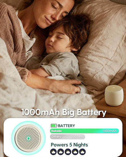 Babelio White Noise Sound Machine (Pocket Mini Pro) | 1000mAh Large Battery, 25 Non-looping Sounds for Adults, Kids & Babies, Timer, Memory Function, Pocket-Sized & Travel Essentials, Cream Beige