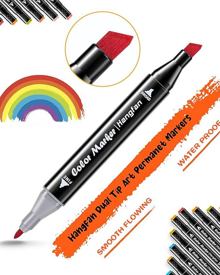 HOM Alcohol Mark, 48 Color Double Headed Tip, Suitable for Adult Coloring Books and Professional Sketching | Includes Color Adjustment Pen and Pen Box