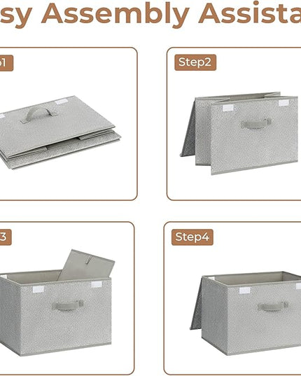 GRANNY SAYS Closet Storage Bins, Storage Boxes with Lids, Clothes Organizing Bins, Lidded Baskets for Toys, Clothing, Gray, Extra Large, 2-Pack