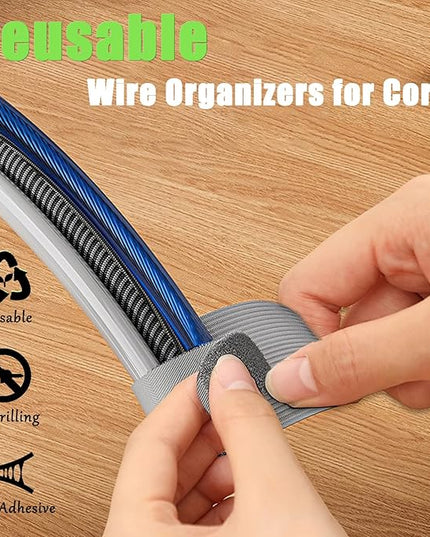 80PCS Hook and Loop Cable Straps, Cable Management Under Desk, Self Adhesive Cable Ties, Reusable Wire Organizers for Cords, Adjustable Cord Organizers for Desk, Home Office Essentials, Gray