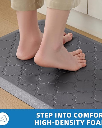 Kitchen Mats for Floor 2 Piece - Anti Fatigue Mats for Kitchen Floor - Non Slip Cushioned Rugs for Standing, Office, Sink, Laundry, Grey