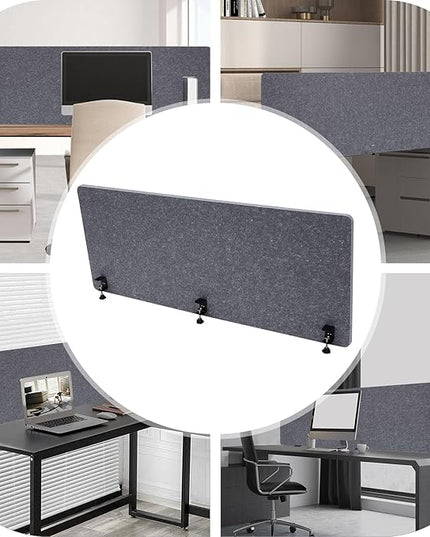 Desktop Privacy Panel, Sound Absorbing Cubicle Desk Divider Privacy Panel for Reduces Noise and Visual Distractions, Office Partition, Clamp-on Type (Grey)
