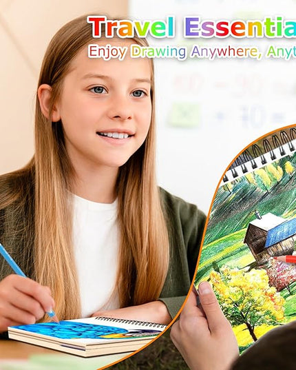 9" x 12" Sketch Book for Kids Adults, 1-Pack 50 Sheets Spiral Bound Art Sketchbook, Acid Free Artist Drawing Paper Pad for Beginners Artists, Kids Travel Essentials, Gifts for 6-14 Year Old Girl