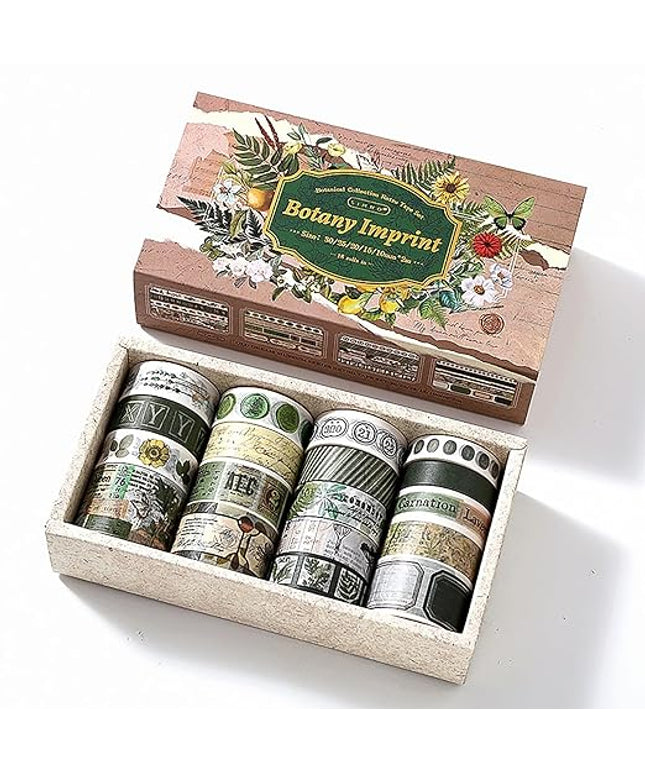 Auguro 18 Rolls Botanical washi Tape Set for Crafts and Journaling DIY Scrapbooking Supplies Flower washi Tape for Scrapbooking Decorating Tape