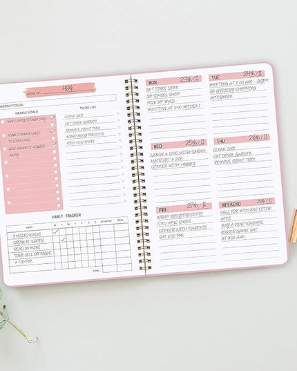 Undated Weekly Planner- Weekly Goals Notebook, A5 To Do List Planner, Habit Tracker Journal with Spiral Binding, 5.7 x 8.0 inches
