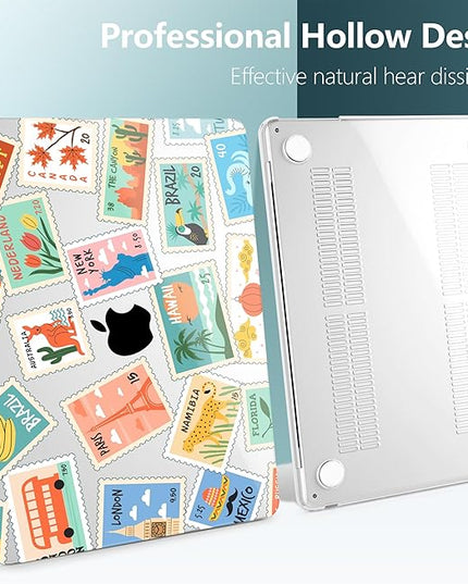 DONGKE for M4 MacBook Air 13.6 Inch Case 2025 2024 2023 2022 Model A3240 A3113 A2681 M3 M2 Chip, Plastic Hard Shell Case Cover with Touch ID for MacBook Air 13 Inch M4 - Post Stamps