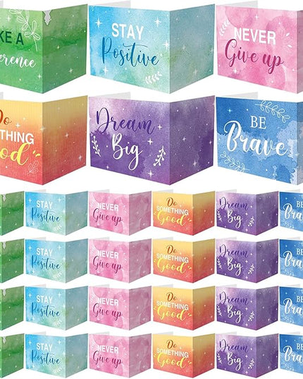 Honoson 24 Pcs Bulk Inspirational Privacy Folders for Students Cardboard Test Privacy Boards Motivational Words Desk Dividers Shield for Classroom School Study Supplies, 6 Styles(Watercolor)