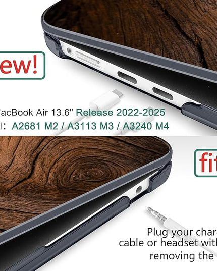 DONGKE for M4 MacBook Air 13.6 Inch Case 2025 2024 2023 2022 Model A3240 A3113 A2681 M3 M2 Chip, Plastic Hard Shell Case Cover with Touch ID for MacBook Air 13 Inch M4 - Wood Grain