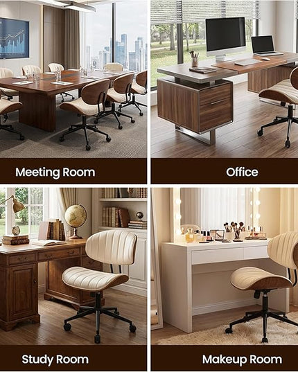 Home Office Desk Chair, Modern Sleek Office Chair with Adjustable Lumbar Support, Adjustable Height Mid Back Executive Task Chair with 360 Rolling Swivel for Meeting Study Room(Striped,White)