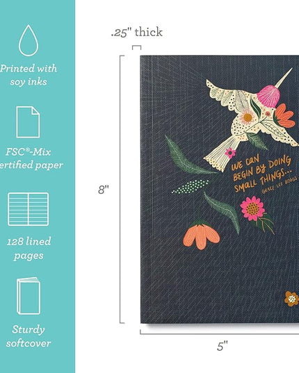 Compendium Softcover Journal - We can begin by doing small things. – A Write Now Journal with 128 Lined Pages, 5”W x 8”H