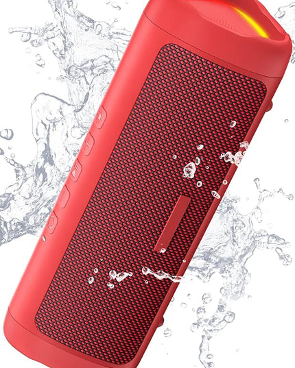Bluetooth Speaker with HD Sound, Portable Wireless, IPX5 Waterproof, Up to 20H Playtime, TWS Pairing, BT5.3, for Home/Party/Outdoor/Beach, Electronic Gadgets, Birthday Gift (Red)