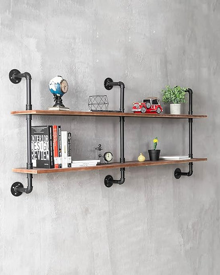 Floating Shelves for Wall Laundry Room Shelves Bookshelf Industrial Pipe Shelving Shelf Real Wood Planks 60 inch Rustic Wall Shelves Hanging Bookshelves Farmhouse Kitchen Bar Shelving
