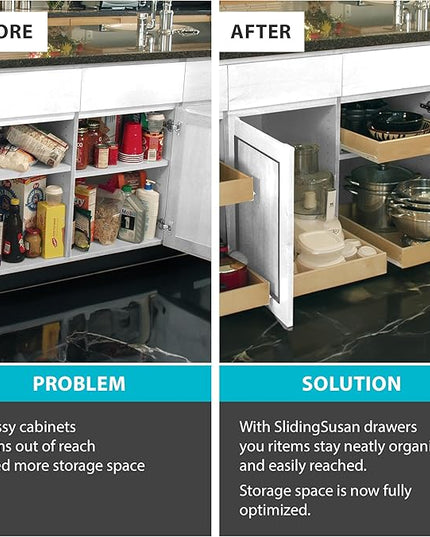 SlidingSusan Pull Out Drawer Organizer for Cabinets, Gliding Soft Close Shelves for Kitchen, Pantry, Bathroom, & Storage Organization, 9 Ply Baltic Birch, 12 Inch Wide x 18 Inch Deep