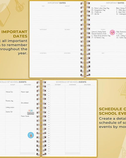 Clever Fox Teacher Planner Spiral – School Year Planner with Calendars & Lesson Plans – Teacher Plan Book for Classroom & Homeschool Organization - Undated, 7.9x10″ (Amber Yellow)