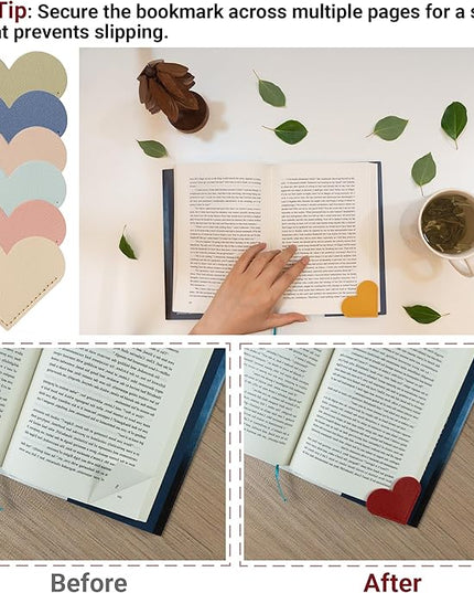 Yuoyar 30Pcs Leather Heart Book Marks for Reading Women - Cute Bookmarks for Book Lovers - Unique Gifts for Women (Solid Color)