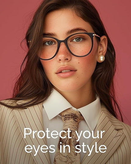 Gaoye Blue Light Blocking Glasses - Trending Round TR90 Frames, Metal Arms, UV400 Protection - Matching Soft Case