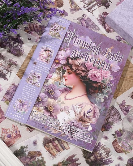 Auguro Vintage Ephemera Sticker 24 Sheets precut 300 washi Stickers Paper Girls Journal Stickers for Adults Junk Journal Sticker Book Scrapbooking Supplies