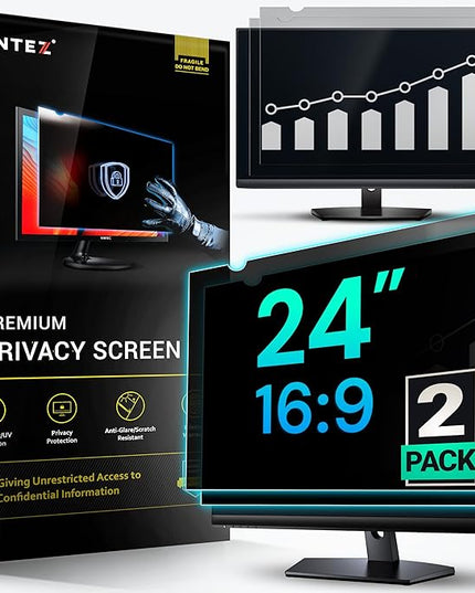 VINTEZ [2 Pack] 24 Inch 16:9 Privacy Screen for Computer Monitor and Laptop - Anti Glare Protector Film Blue Light Filter Eye Protection - Computer Screen Privacy Shield