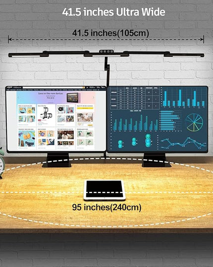 Transformable LED Desk Lamp, 41.5" Large Architect Desk Lamp with Clamp, 3 Light Bars Desk Light for Home Office, 24W Auto Dimming Office Lighting Table Light for L Shaped Desk