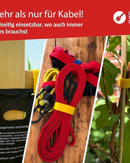 Label-the-cable Cable Management Ties Tape, Adjustable, Re-Useable/Cable Tidy/Hook and Loop Cord Organizer, Wire Management/PRO ROLL, 1 PCS, 25m x 16mm, Yellow, PRO 1240