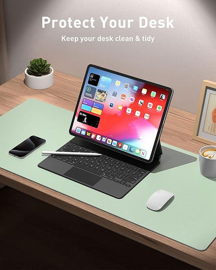 Aothia Large PU Leather Desk Pad Protector - Non-Slip Mouse Pad & Writing Mat for Office/Home, Waterproof, Easy to Clean (23.6" x 13.7", Aqua)
