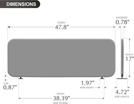 DECOLAB Desk Dividers, Portable Table Partition Screen Panel for Office, Workspace, Classroom, Student, Freestanding, Scratch Resiatance, 48"x18", Steel
