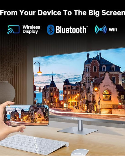 KTC 32 Inch 4K Smart Monitor, Google System UHD (3840x 2160) Smart Monitor with Speakers, Netflix Licensed, Type-C 65W PD, WirelessDisplay, HDR, Bluetooth, Hey Google Voice Remot, VESA Support, A32Q8