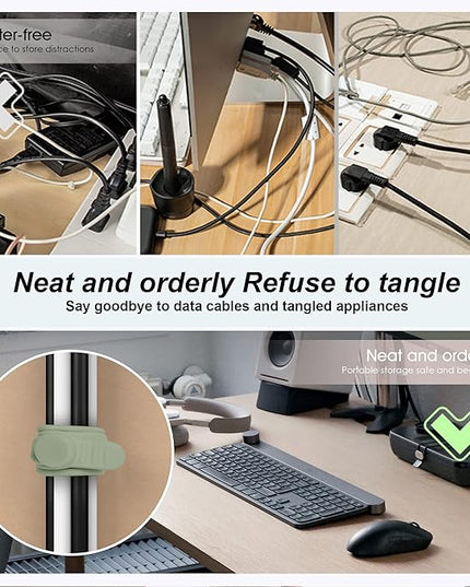 Nearockle Silicone Cable Ties Cord Organizer for Cable Management, 16PCS 4.2" and 7.1" Reusable Cable Organizer Electronic Accessories for Home, Office, Kitchen, School, Travel (Green)