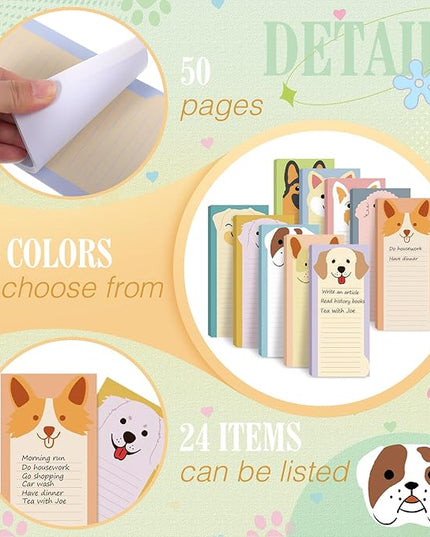 Censen 10 Pack 500 Sheets To Do List Notes Daily Checklist Notepads with 50 Sheets Each Undated Color Memo Pad Block Shopping List Pad Weekly Plan Notepad Organizer Planners(Dog Pattern,Lined)