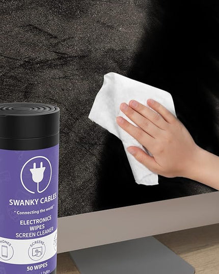 Screen Cleaner Wipes: Electronic Wipes for Screens - Computer Screen Wipes for Lens, Phone, Tv Screen and Monitor Cleaning - Tech Wipes & Microfiber Cloth (Canister, 50 Count)