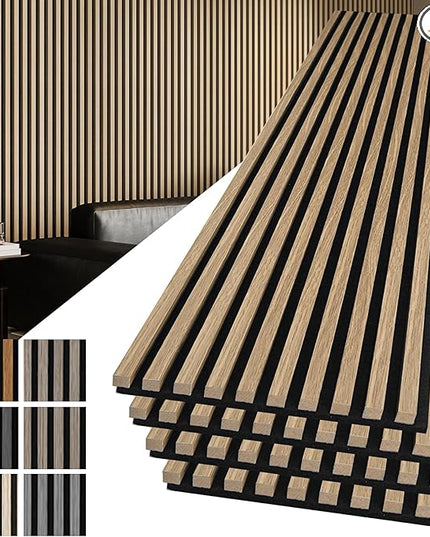 Art3d 4-Pack 108" x 12" Acoustic Wood Panels for Wall, Soundproof Wood Slat Panel for Wall and Ceiling, 3D Fluted Sound Absorbing Paneling for Interior Wall Decor, Living Room, Bedroom - Peach