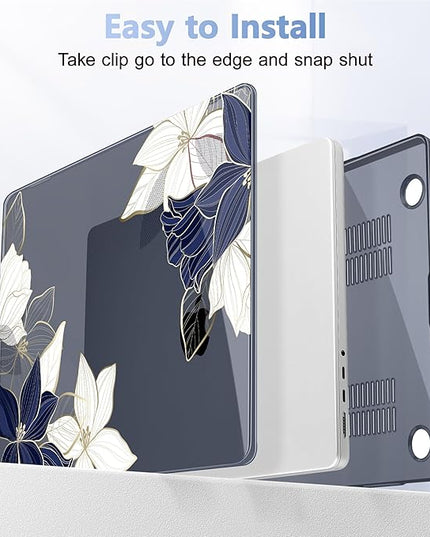 May Chen Case for MacBook Pro 14 inch, Models A2442 A2779 A2918 A2992 A3401 A3185 A3112 A3434, M1 M2 M3 M4 M5 Chip (2021-2025 Release), Plastic Hard Shell Case with Keyboard Cover, Elegant Flower