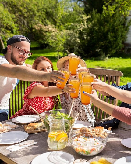 Set of 8 Plastic Drinking Glasses 16 Oz and 10 Oz Reusable Plastic Tumblers Acrylic Tall and Short Unbreakable Water Cups for Indoor Outdoor Home Picnic Party(Orange)