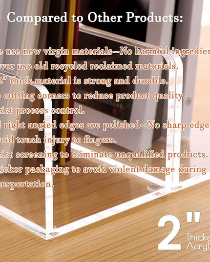 Magazine Holder, Clear Acrylic Desk Organizers, File Organizer for Desk, Magazine Rack- Desktop Book Storage -Independent Vertical 1 Space-2 Pack