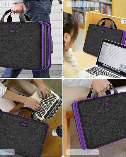 ZINZ Slim and Expandable Laptop Sleeve 15 15.6 16 Inch Case Bag for 15"-16" Notebooks Water-Resistant Handbag Multipurpose Computer Accessories Storage Bag,BK01PU01