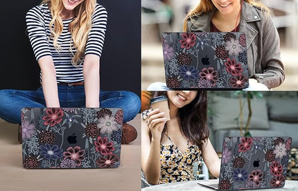 CISSOOK Compatible with MacBook Air 13.6 inch Case 2022 2023 2024 2025 Model A2681 A3113 A3240, Plastic Hard Case with Keyboard Cover Screen Protector Type C Adapter, Texture Flowers